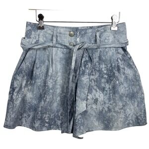 Explosion Floral Lace Print High Waist Tie Front Shorts Sz M Made in Turkey